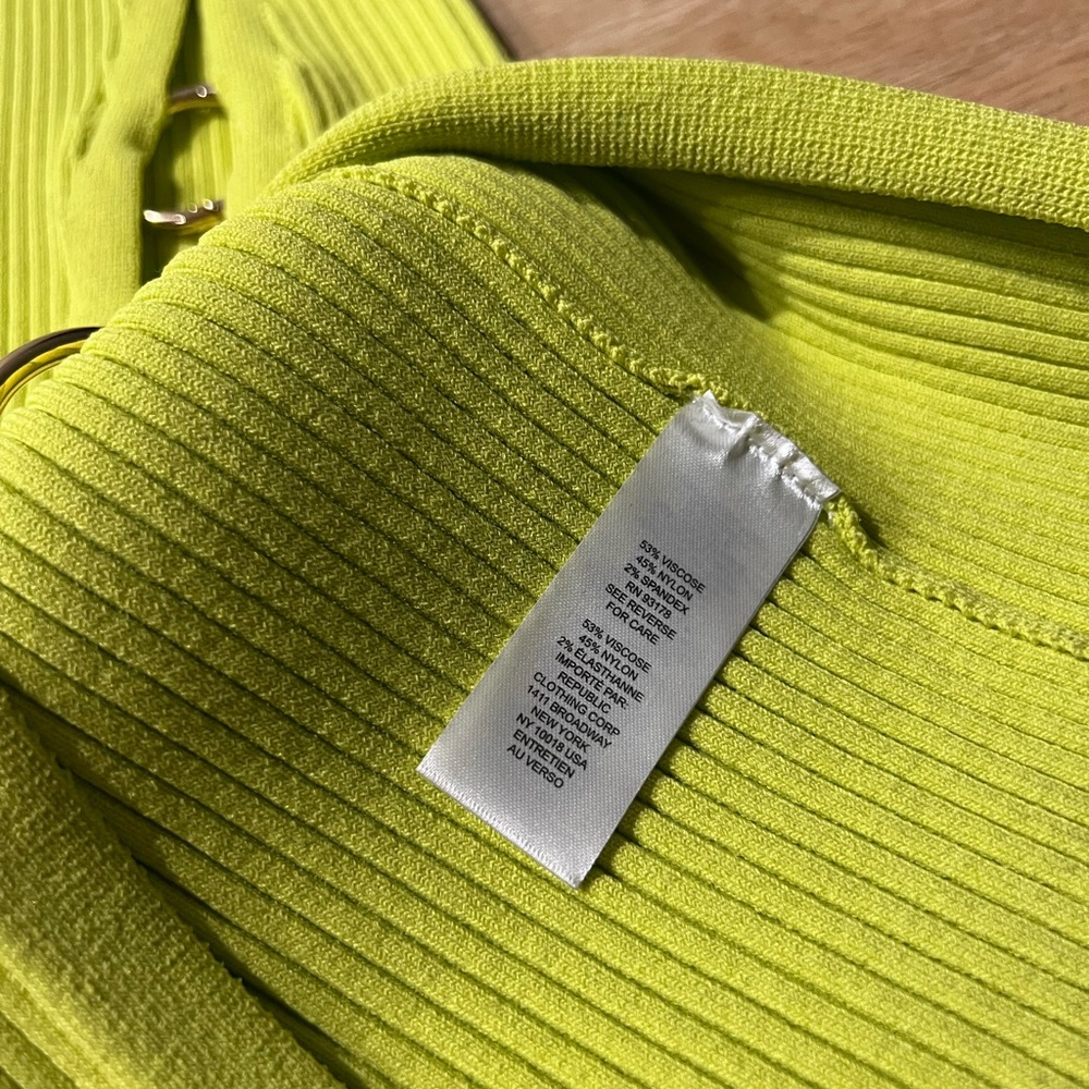 NWT - HOUSE OF HARLOW Lime Green Ribbed Sleeveless Bodycon Max - Picture 6 of 6